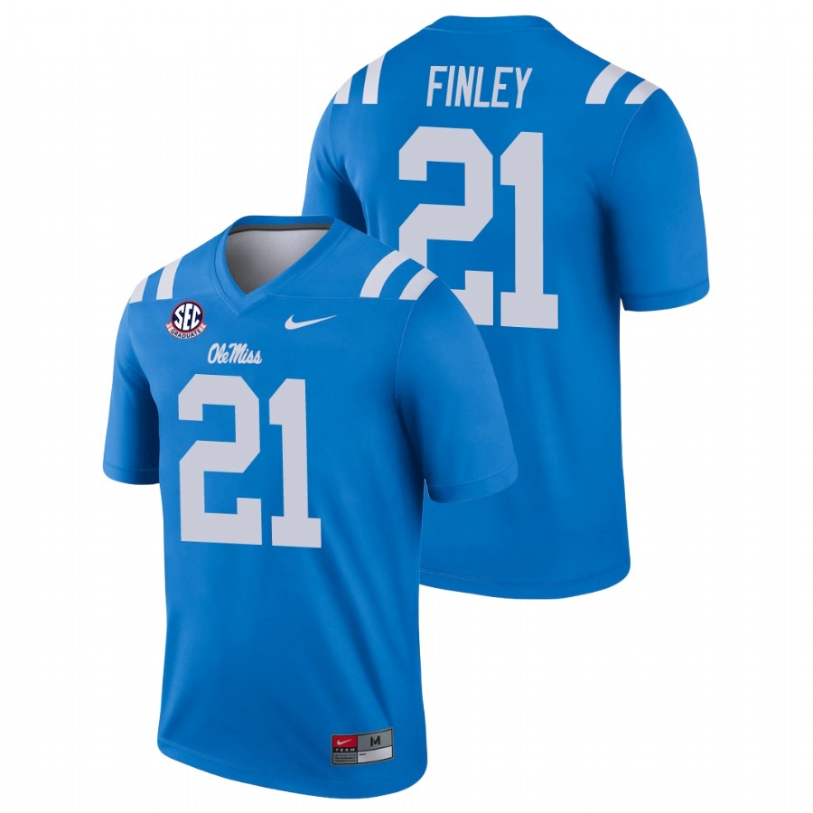 Ole Miss Rebels Men's NCAA AJ Finley #21 Blue Alternate Legend College Football Jersey ROO1049EL